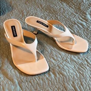 Nine West White Kitten Heel Sandals